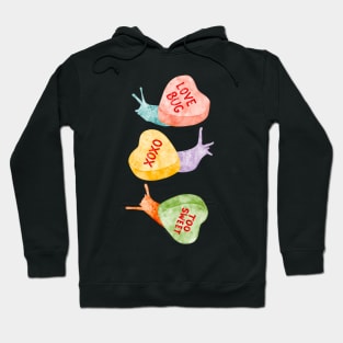 Love Slugs Valentines Candy Hearts Watercolor Hoodie